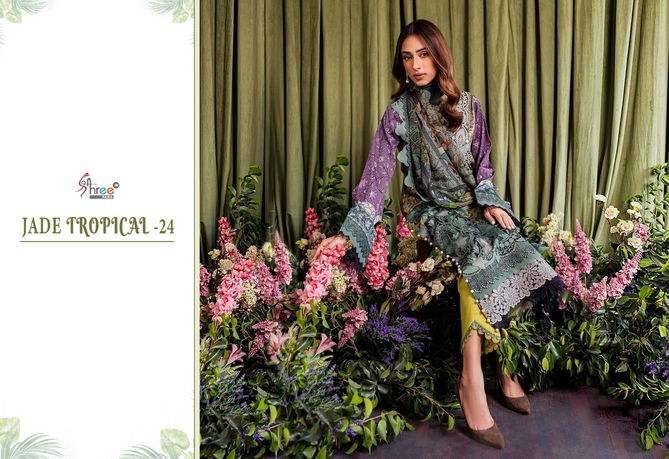 Jade Tropical 24 By Shree Embroidery Printed Cotton Pakistani Suits Wholesale Shop In Surat